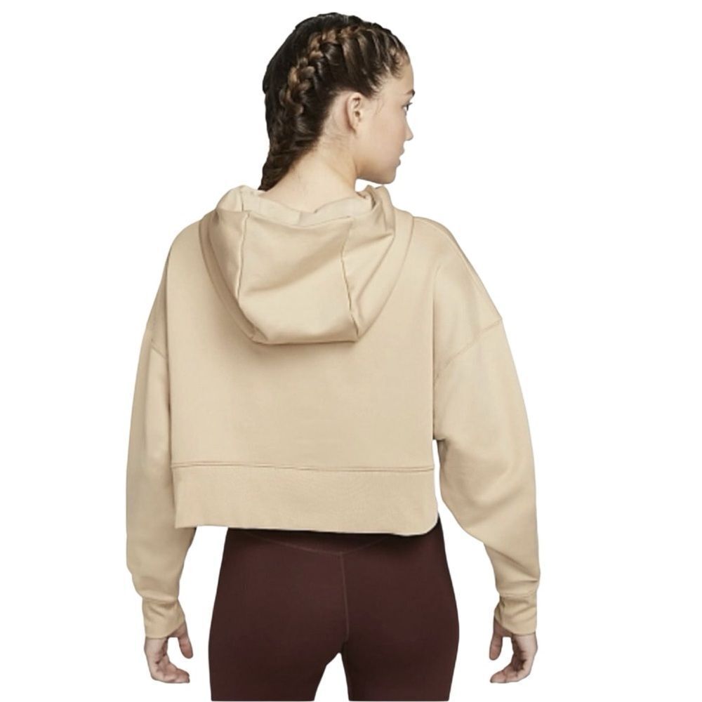 Nike cropped fleece hoodie Oversized beige Size Small - Picture 3 of 16